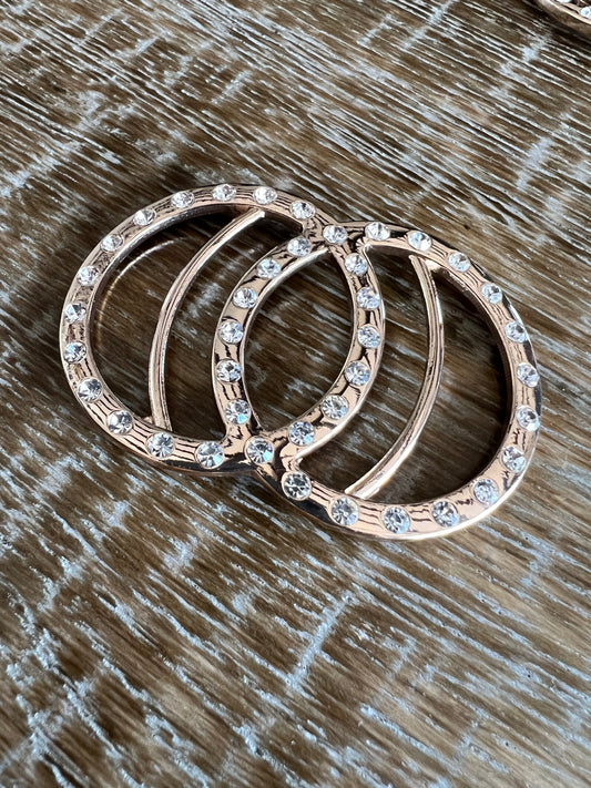 Double Ring Gold Diamante Buckle