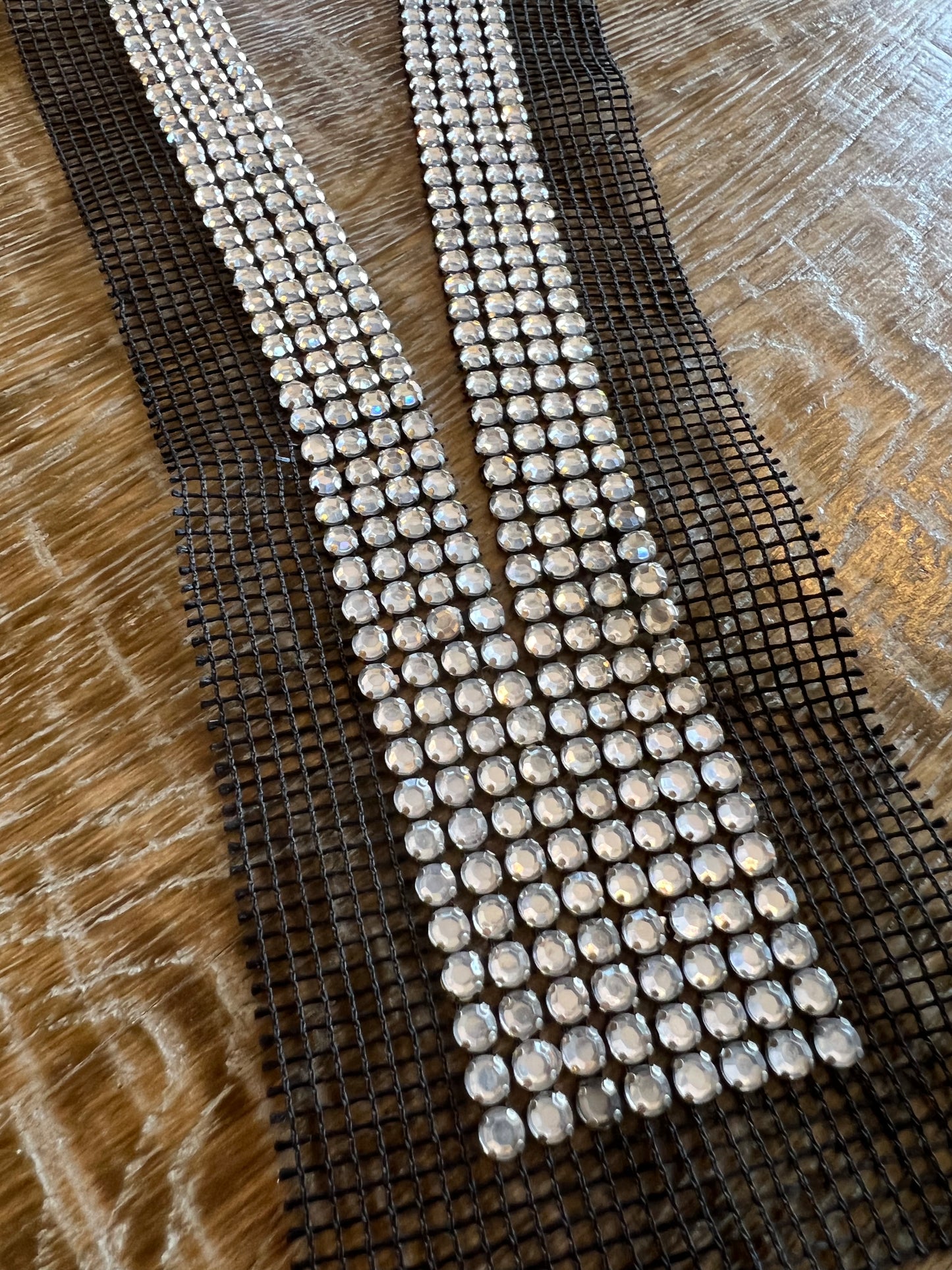 Diamanté Chainmail on Mesh Trim