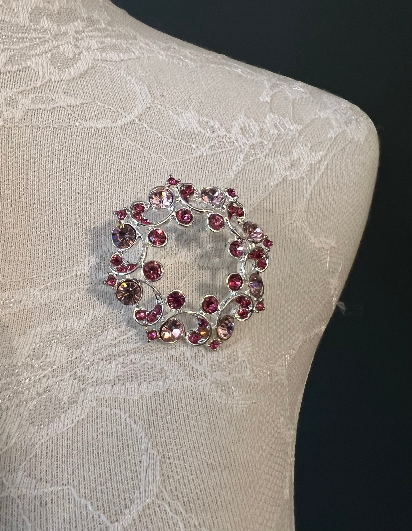 Pink Silver Brooch