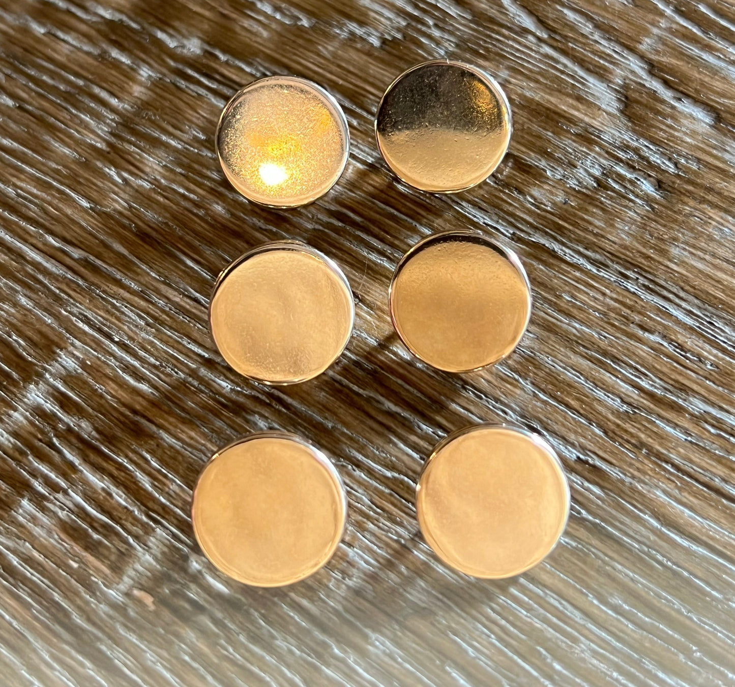 15mm Gold Flat Metal Shank Button