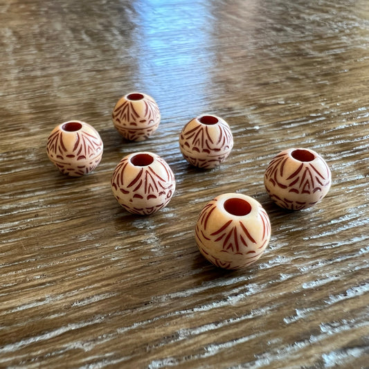 9mm Detailed Wood Effect Bead