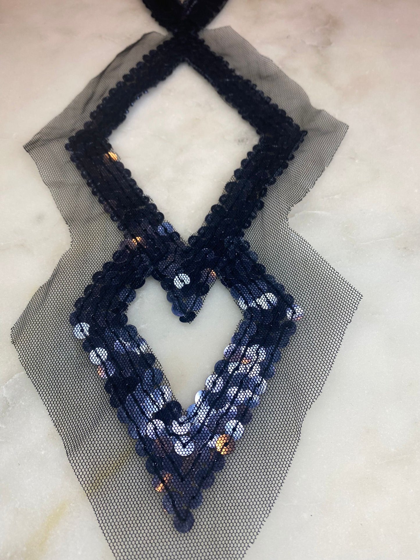 Blue Sequin Neck Trim