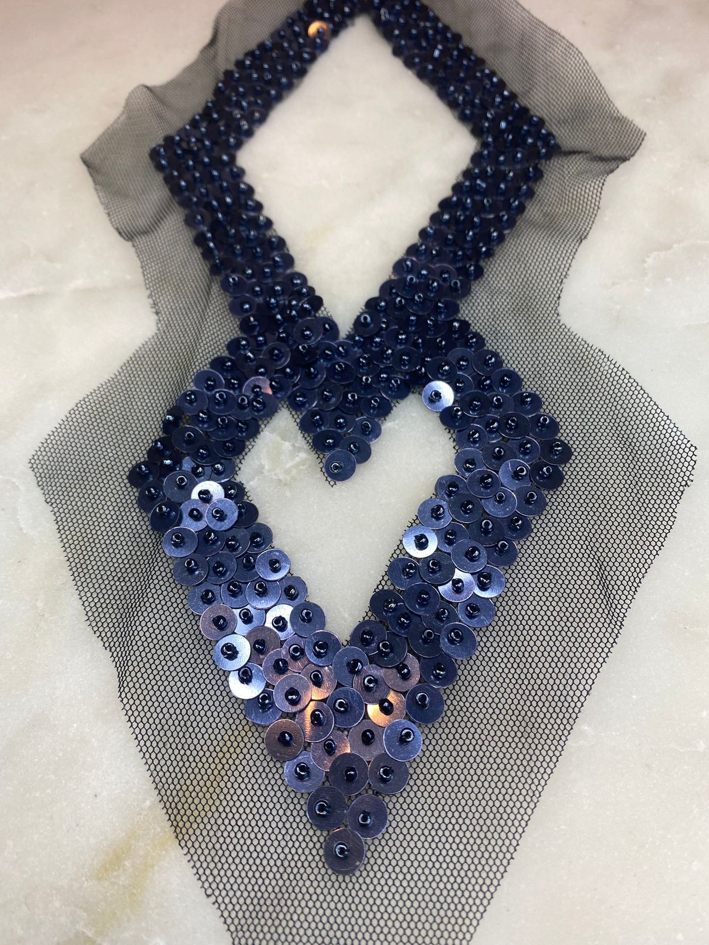 Blue Sequin Neck Trim