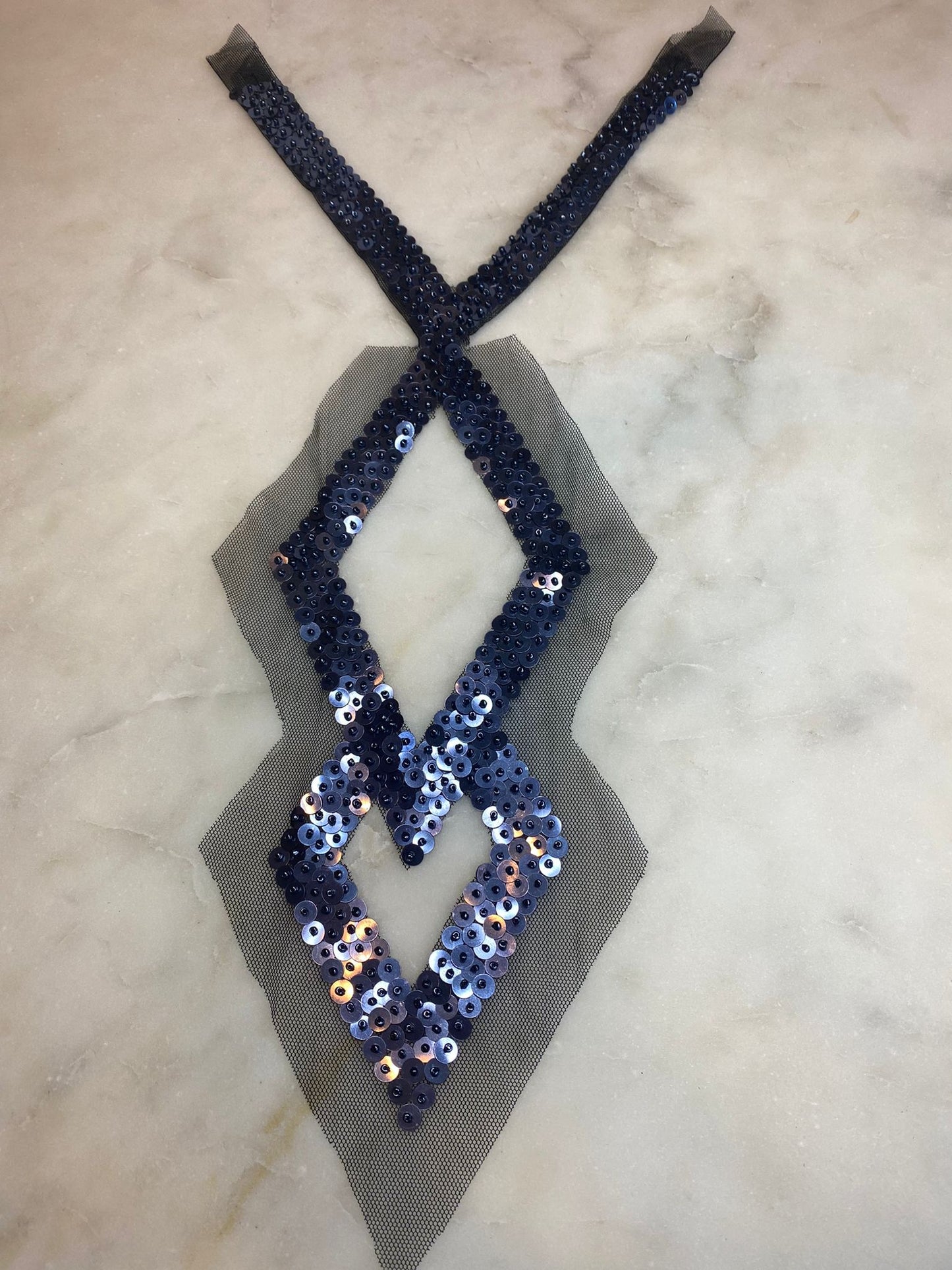 Blue Sequin Neck Trim