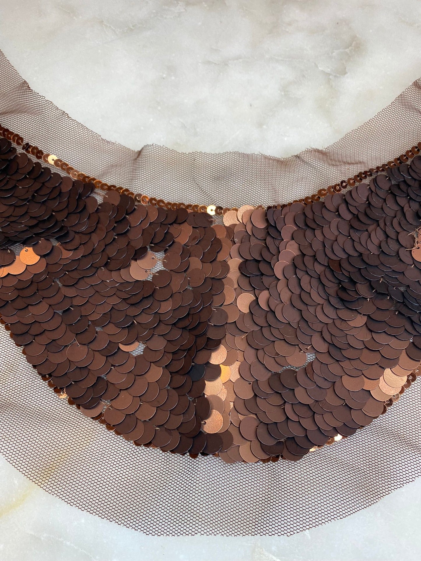 Brown Sequin Neck Trim