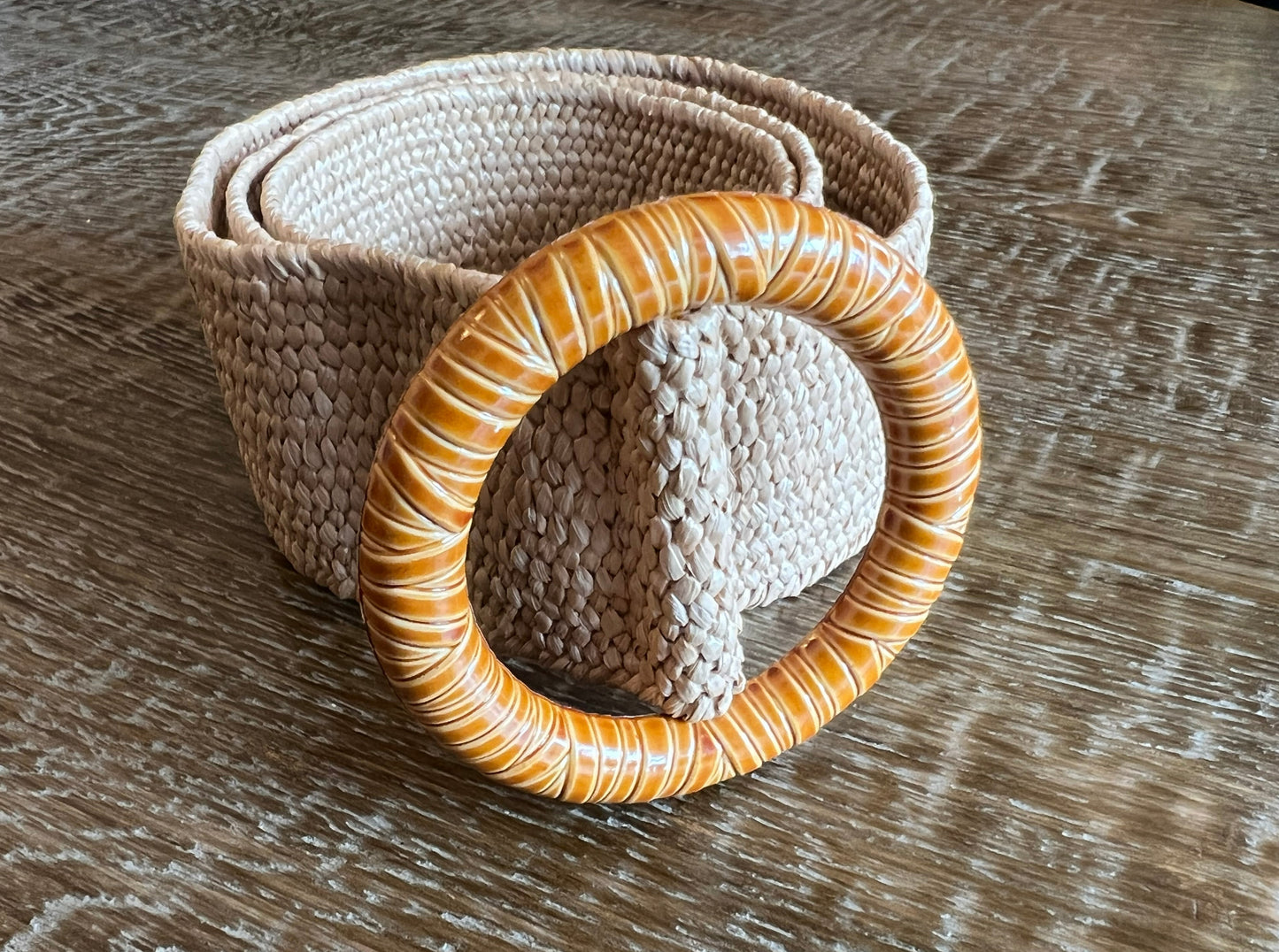 Woven Raffia Stretch Belt