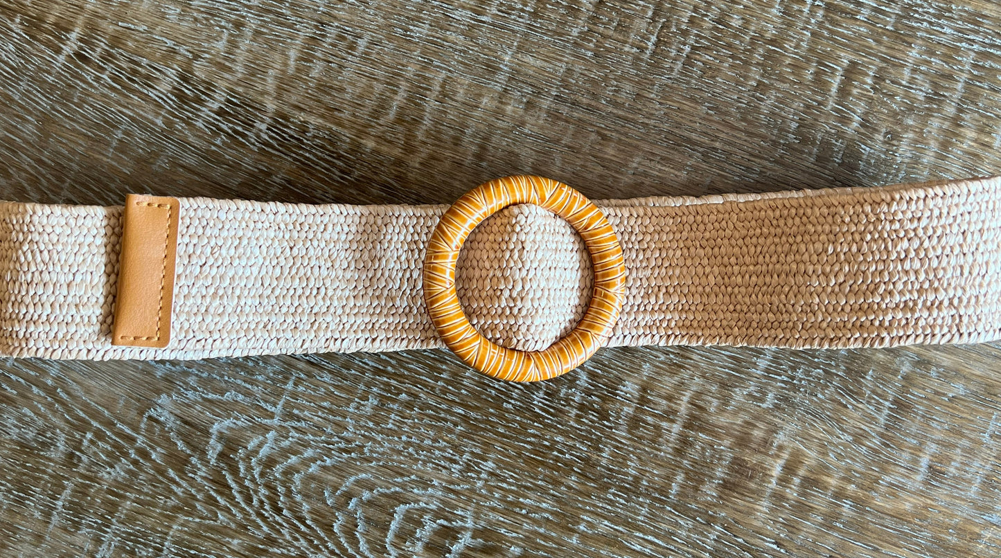 Woven Raffia Stretch Belt