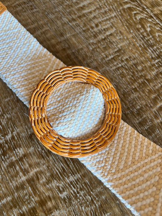 Light Woven Raffia Stretch Belt