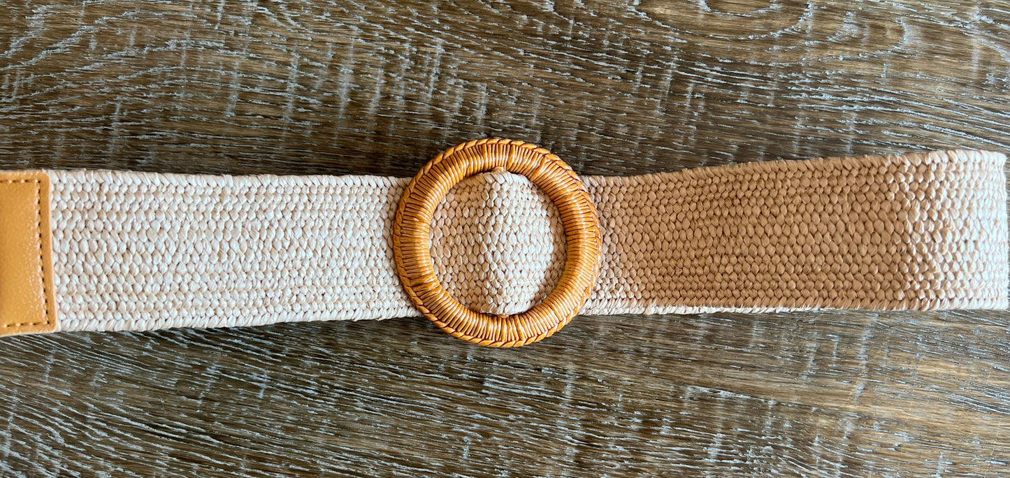 Woven Raffia Stretch Belt