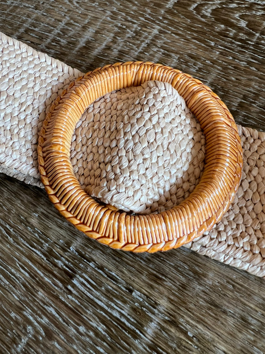 Woven Raffia Stretch Belt