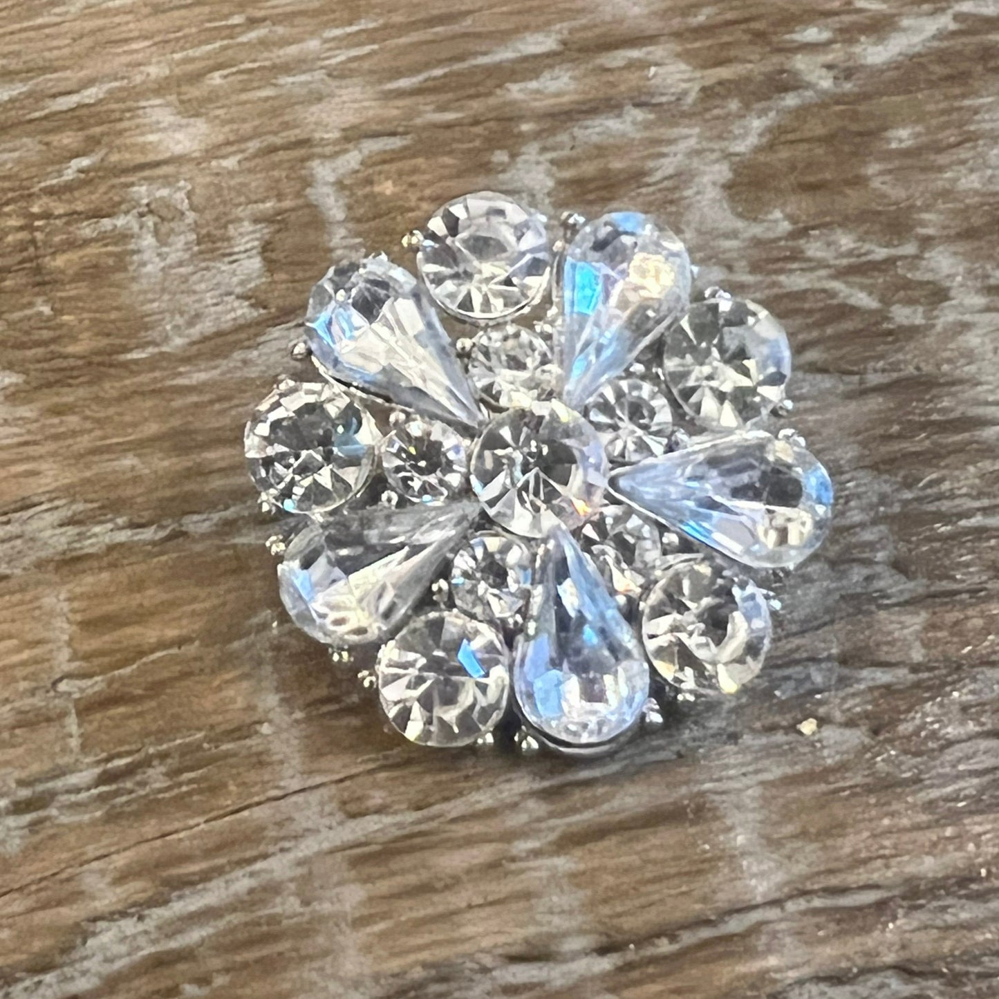 25mm Silver Diamante Jewel Shank Button (40L)