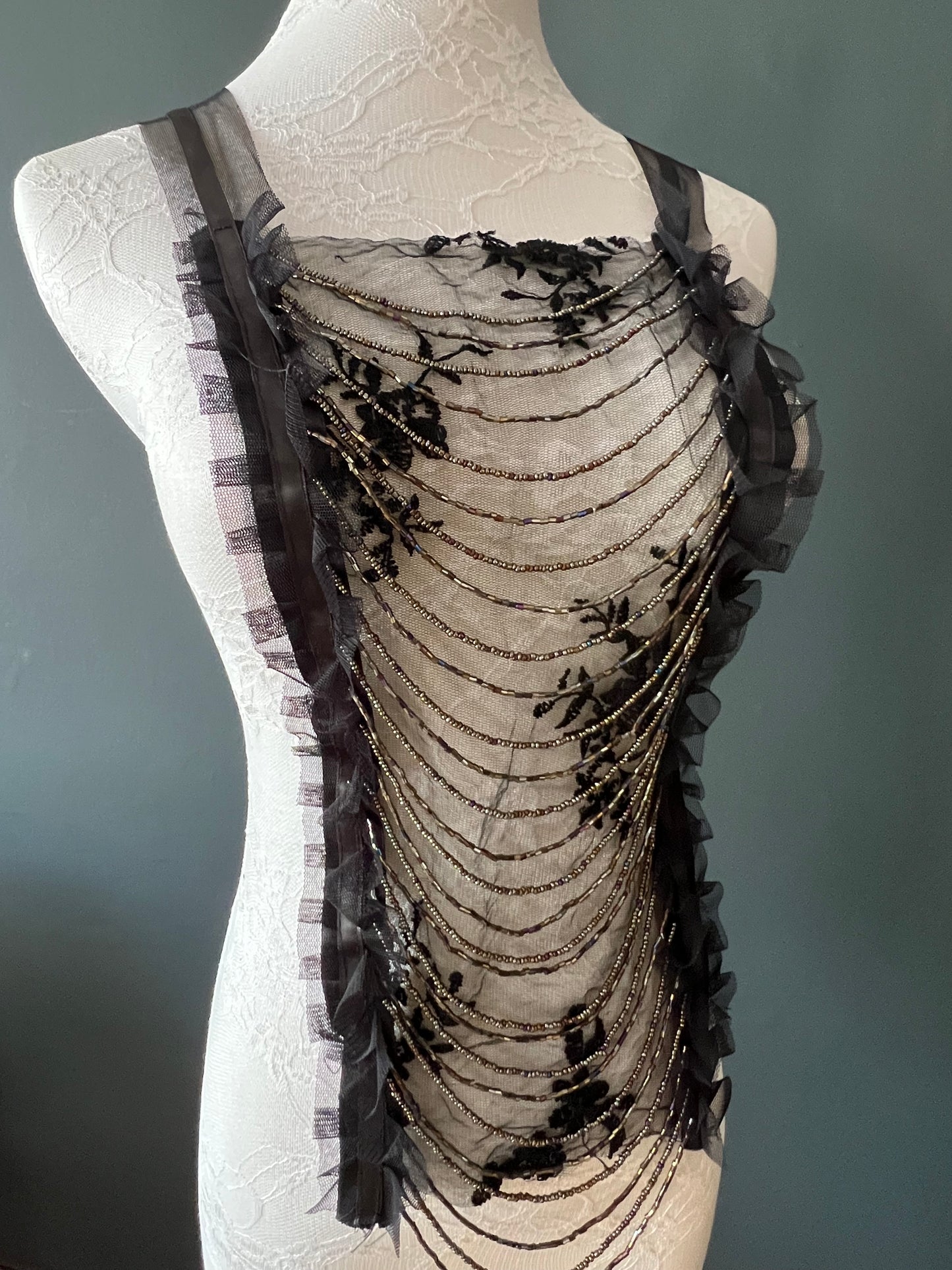 Beaded Lace Corset Panel Trim