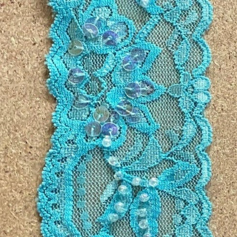 5cm Sequin & Bead Stretch Lace