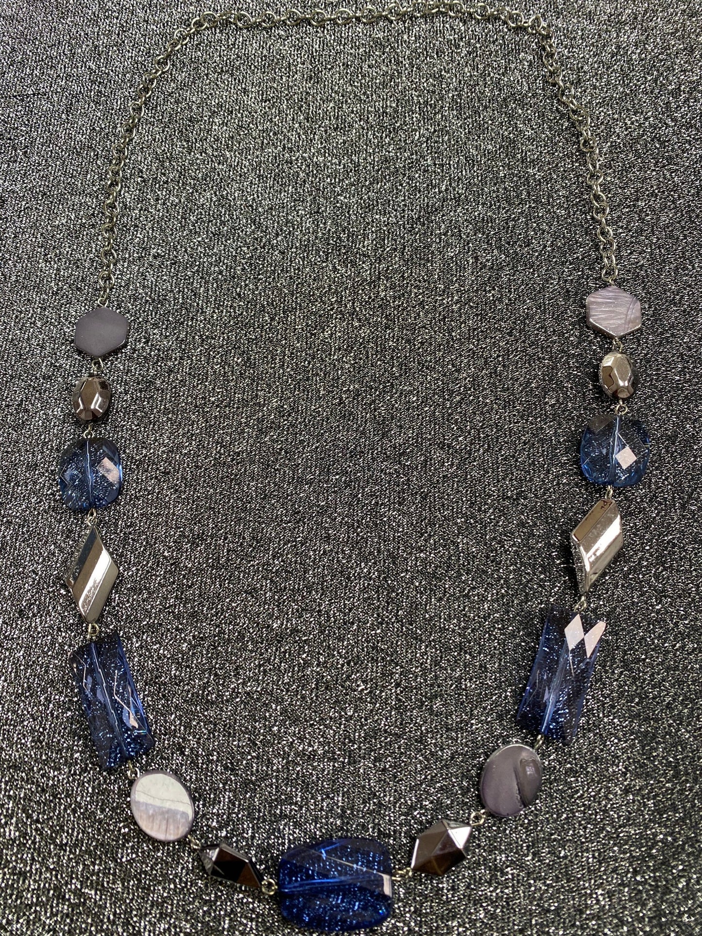 Blue Grey Beaded Necklace