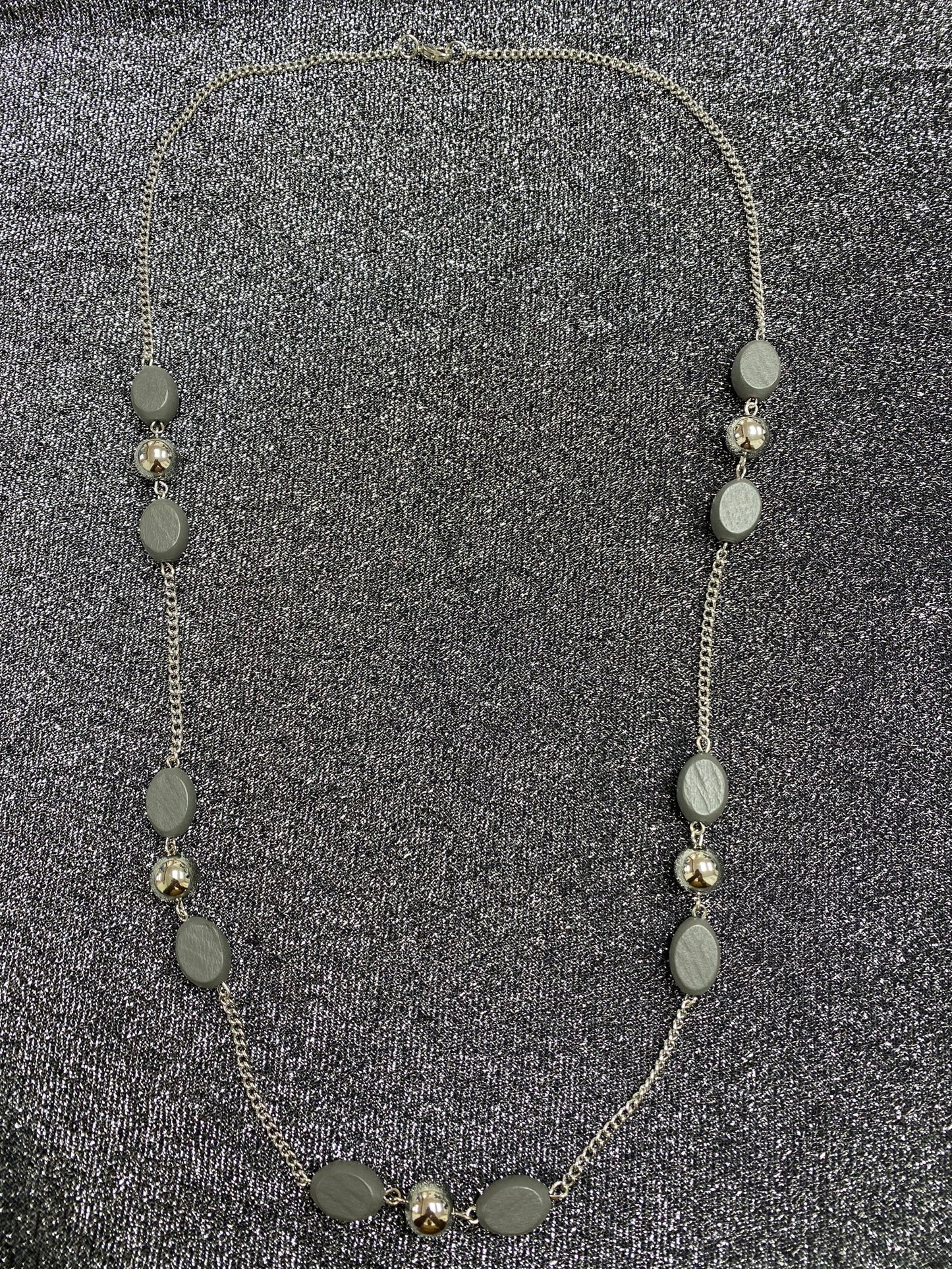 Grey Silver Beaded Necklace