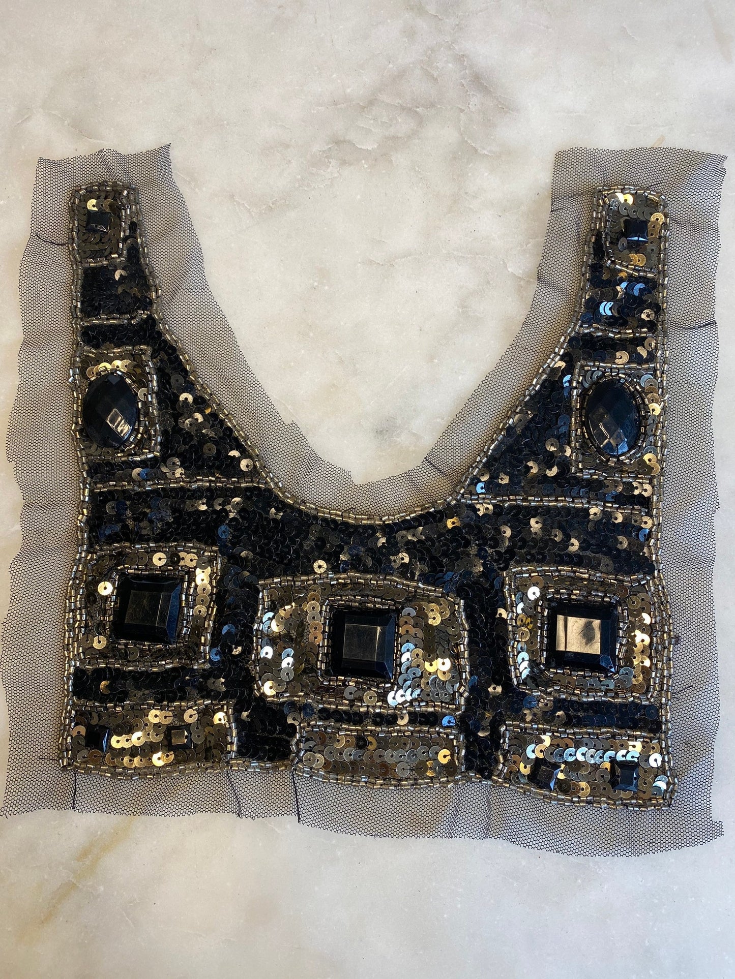 Sequin and Bead Grecian Collar Neck Trim