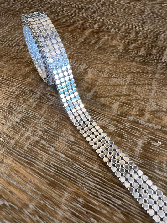 Iron on Chainmail 4 row Silver