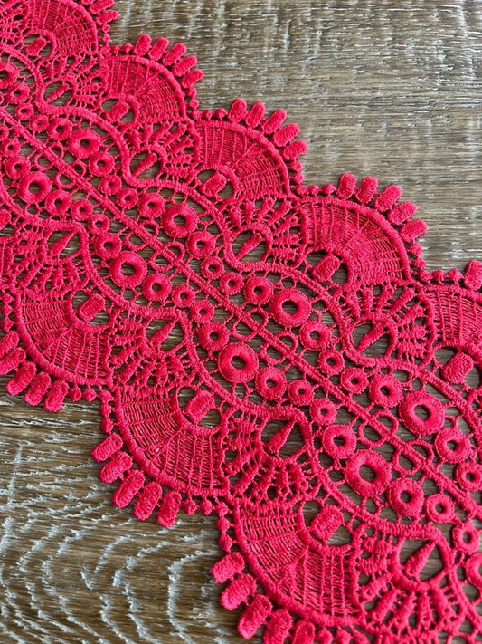 13cm Red Double Scalloped Lace