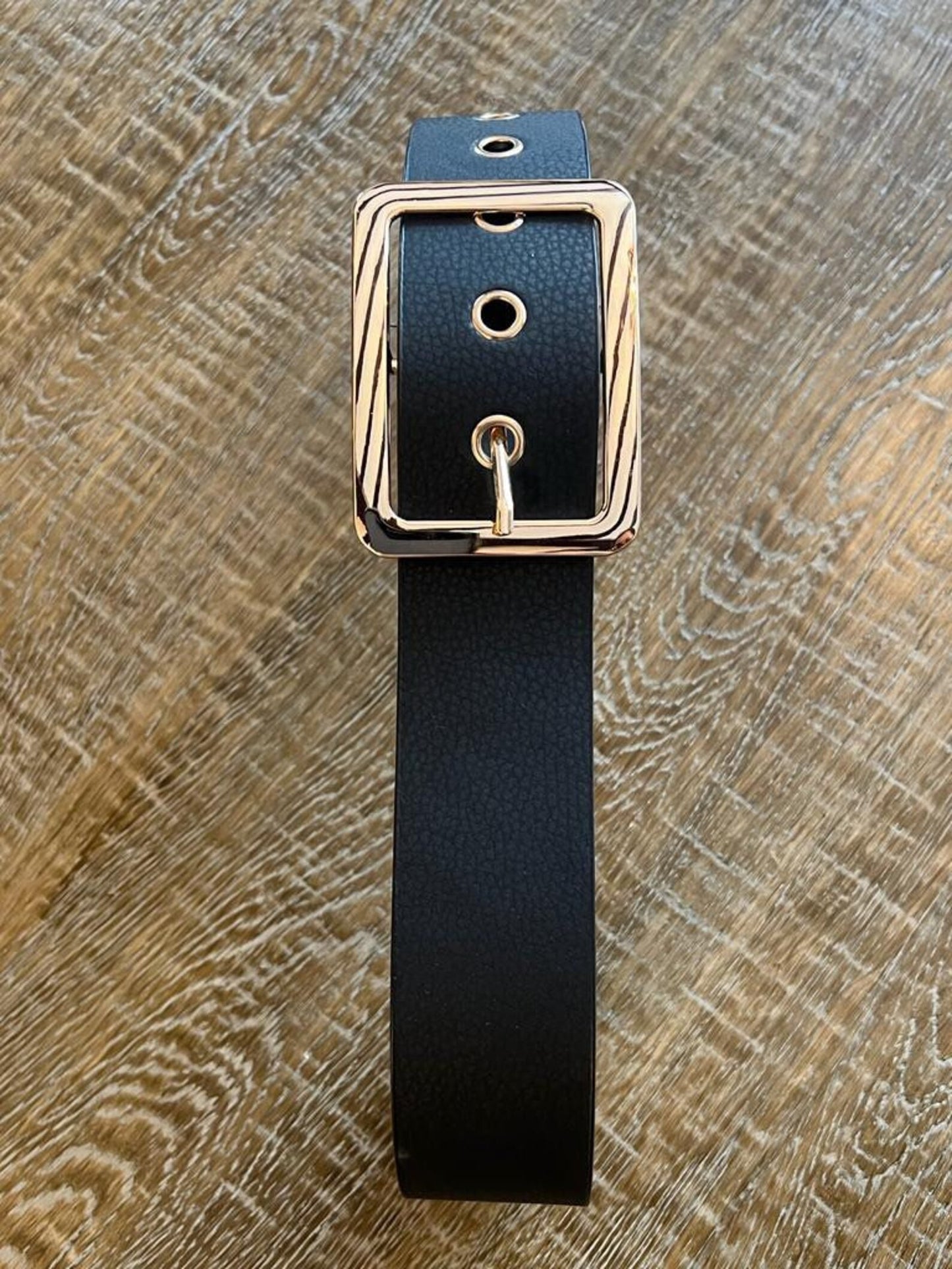 Gold Buckle Eyelet Belt