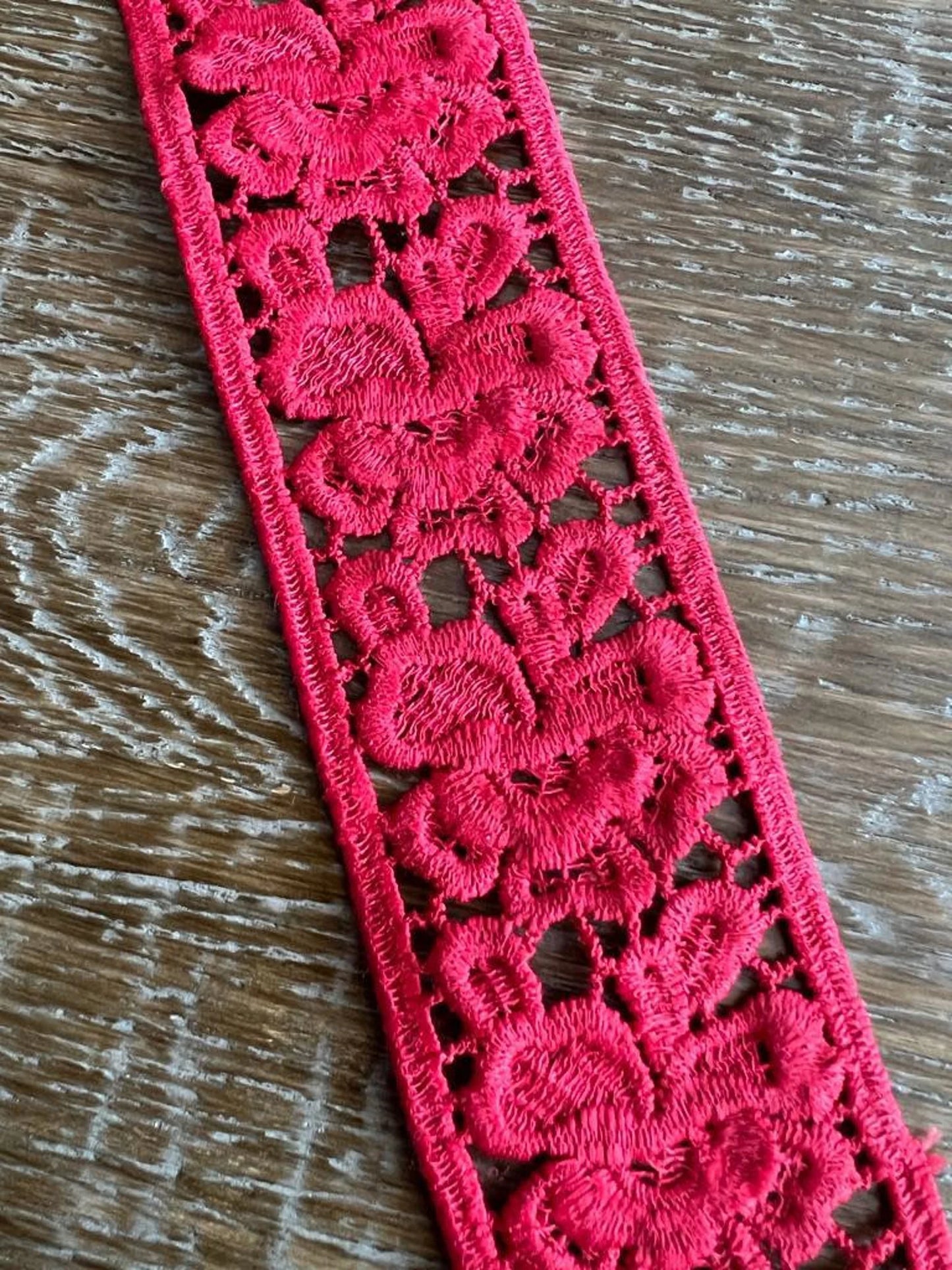 5cm Red Floral Polyester Lace