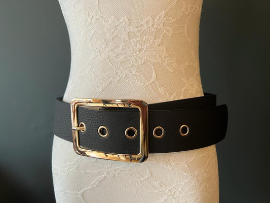 Gold Buckle Eyelet Belt