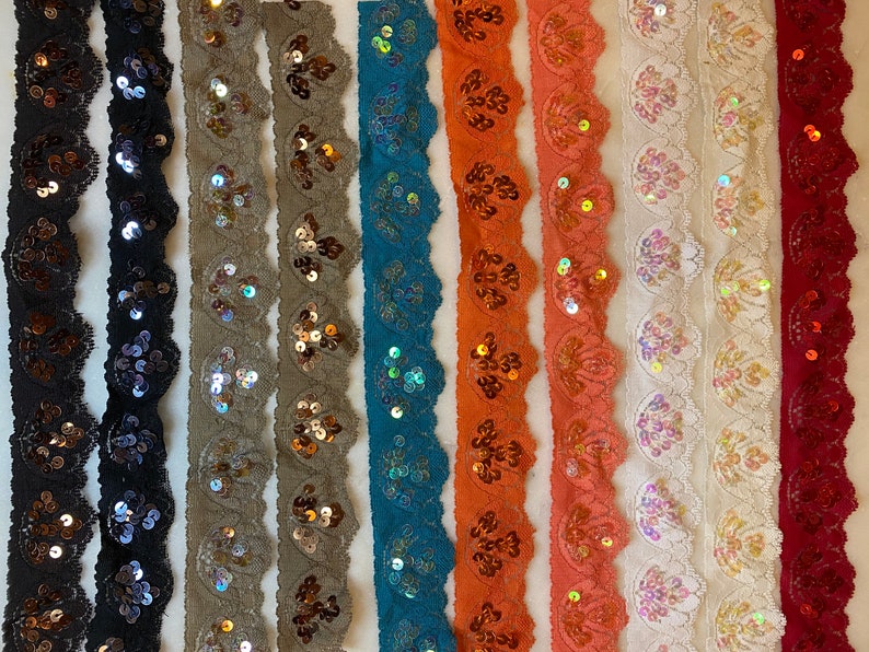 4cm Sequin Stretch Lace