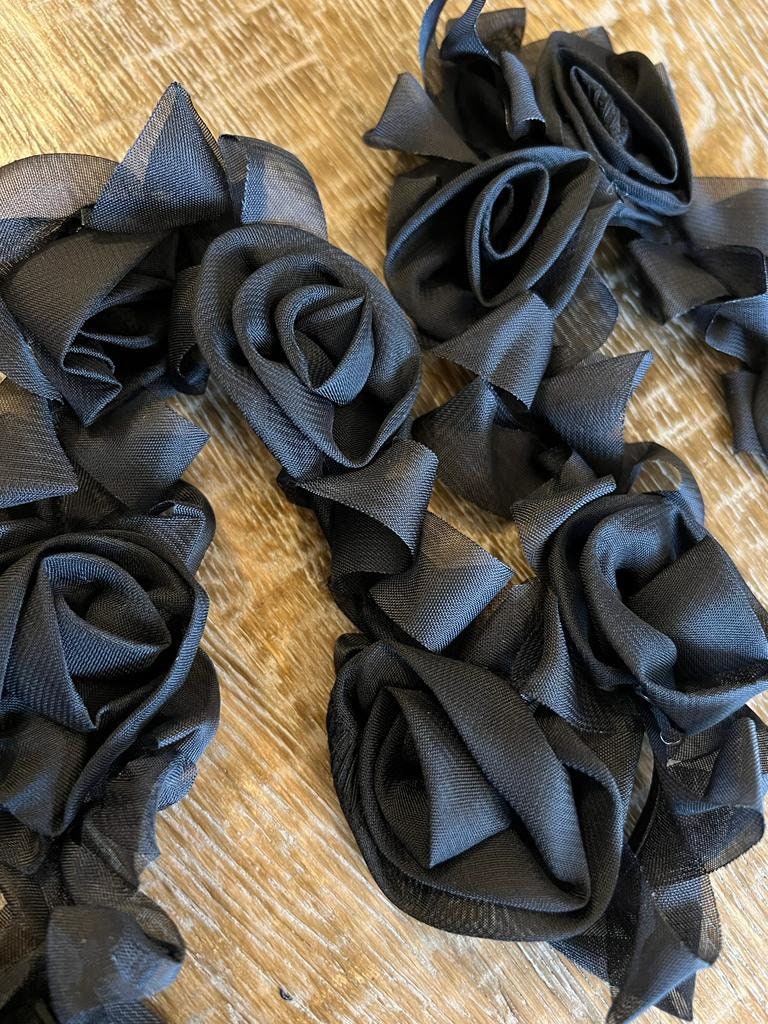 3D Chiffon Stretch Rose Tape, Black, White