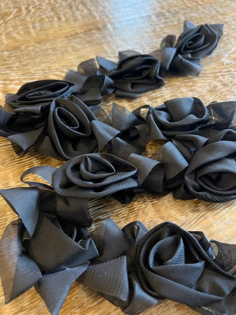 3D Chiffon Stretch Rose Tape, Black, White