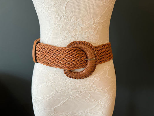 X-Long Plaited Belt in Warm Tan Colour, UK 8-30