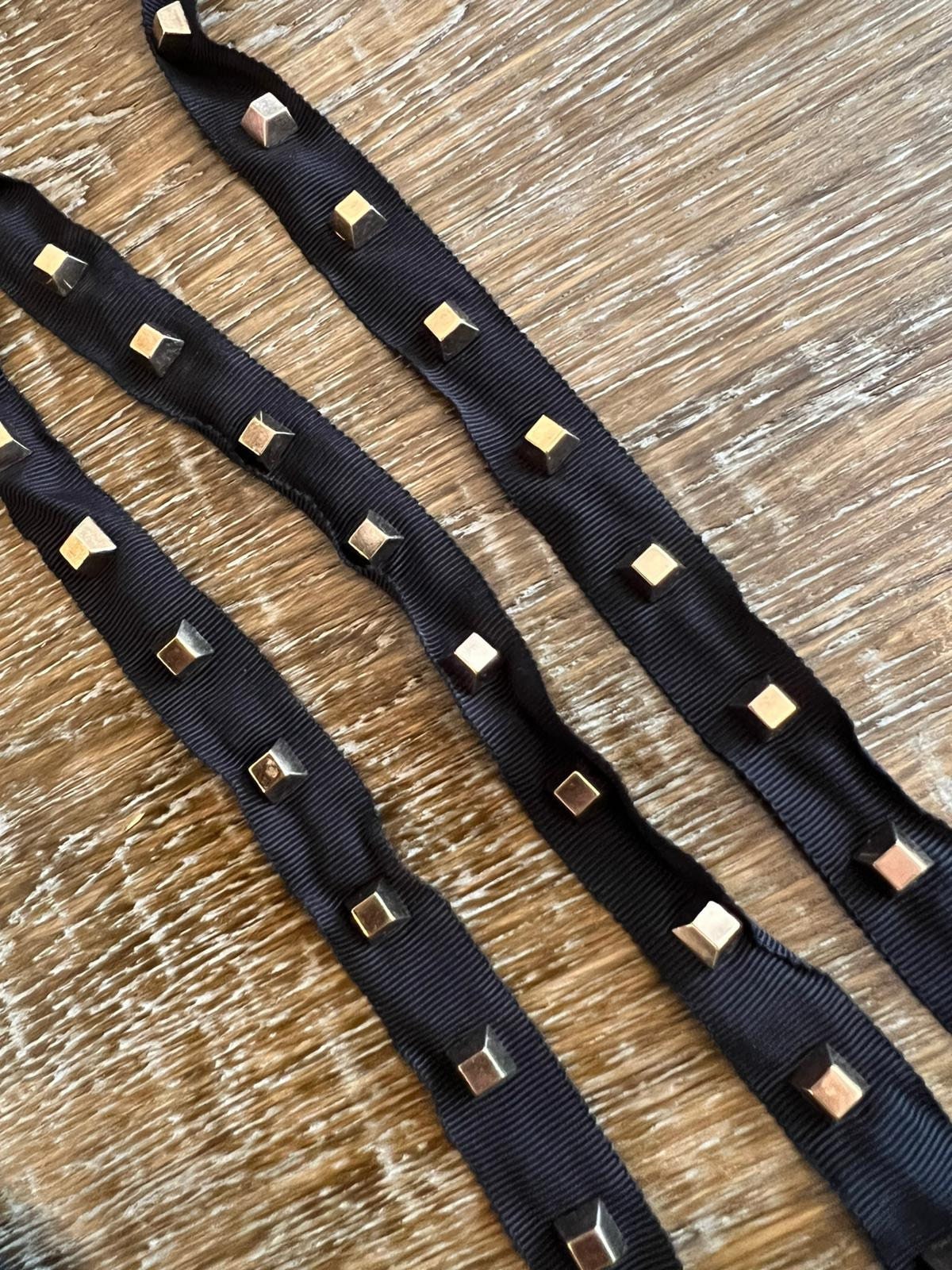 Studded Tape, 18mm Wide, Gold Studs, Square Studded Trimming, Hand mad ...