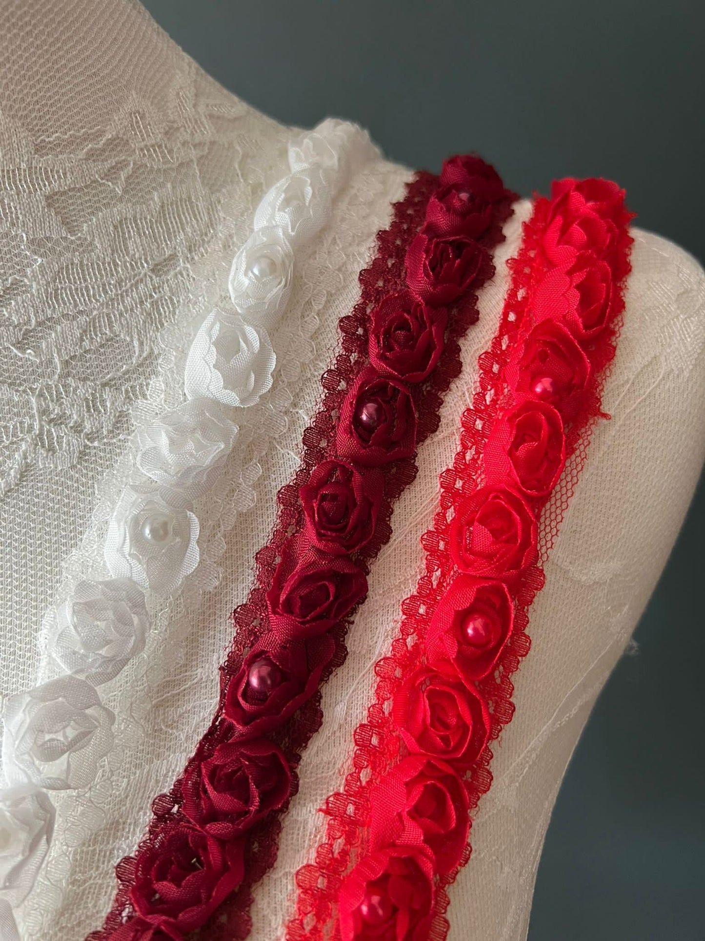 3D Lace Rose Tape with Pearls