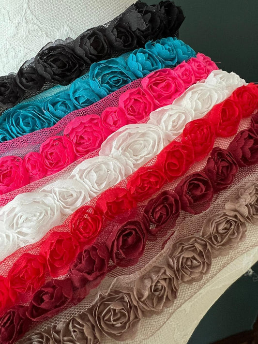 3D Organza Rose Tape, 8 Colours