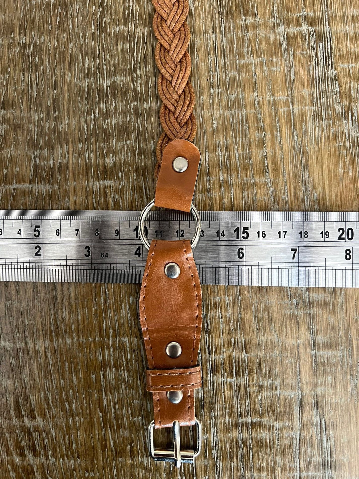 Plaited Tan Faux Leather Belt