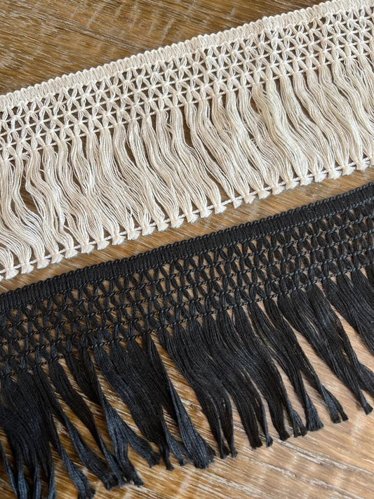 10cm Soft Cotton Fringe in Ecru or Black