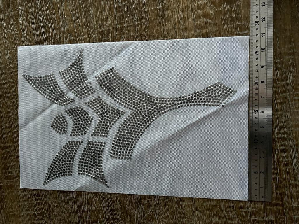 Rhinestud Transfer, Hot Fix Motif Iron On Patch Design Transfer, 40cm x 24cm, Gunmetal Stud Hot Fix Design