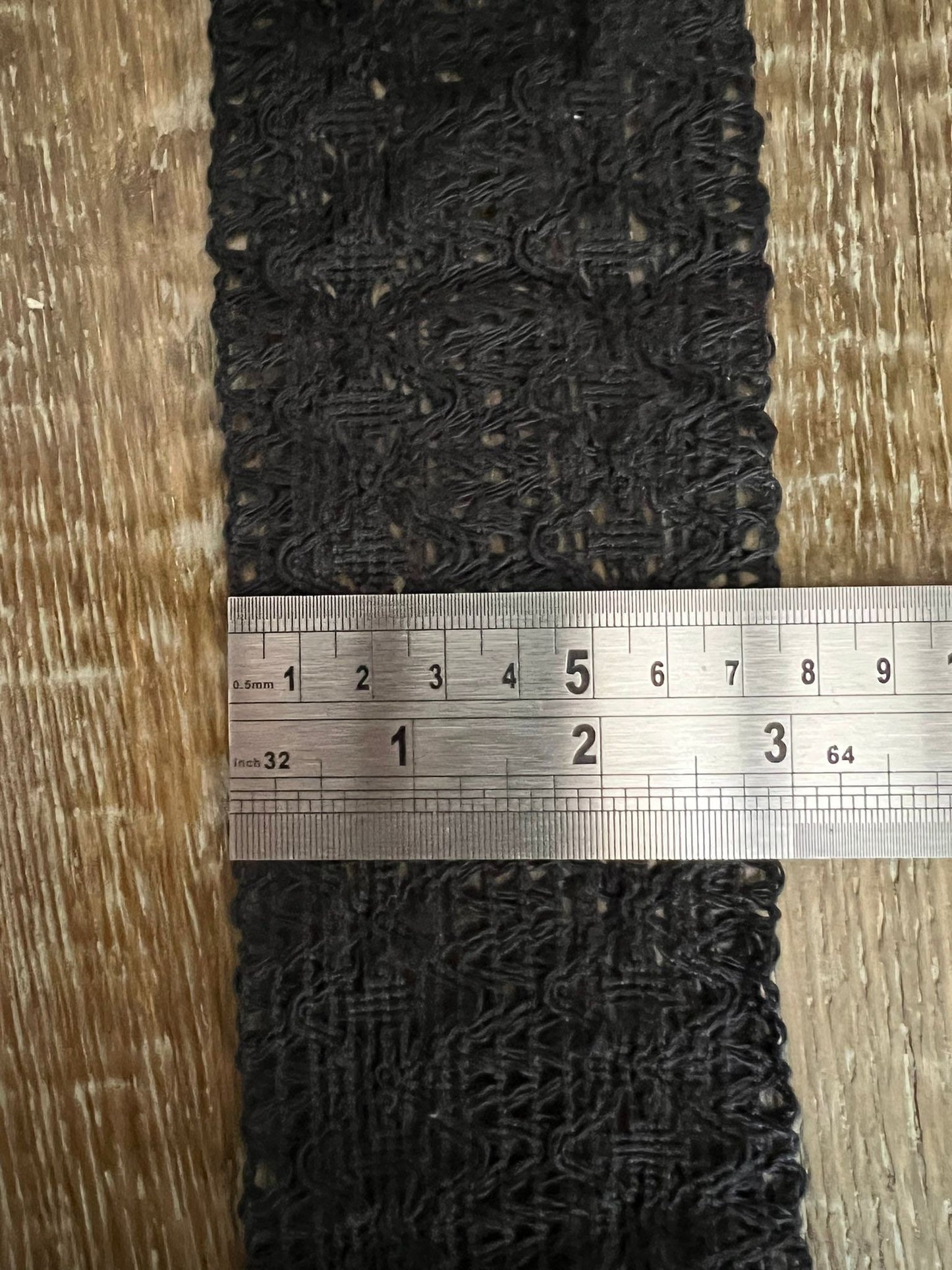 75mm Cotton Knitted Trim, Black, Ivory