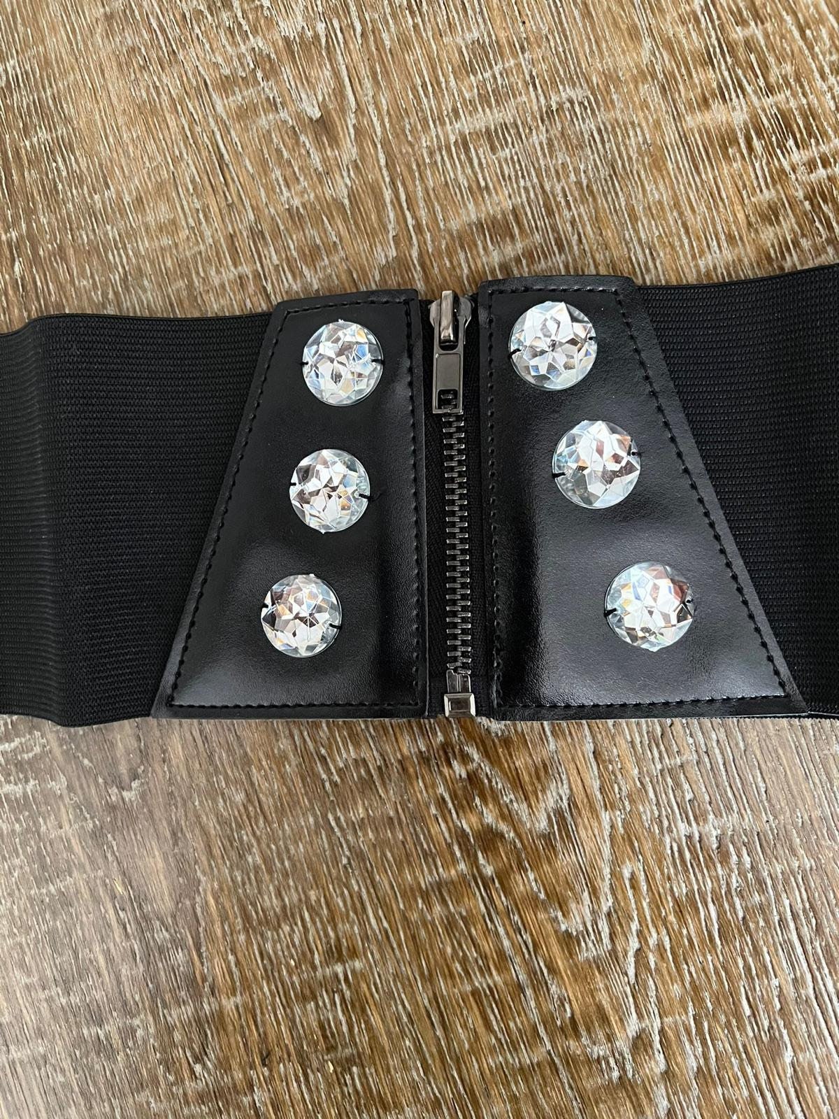 Zip Corset Belt with Jewel Stones