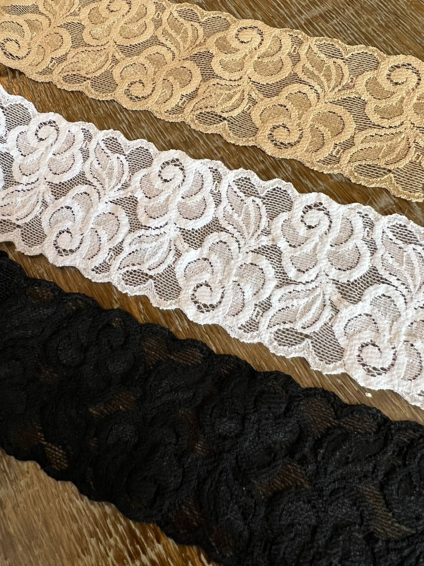 60mm Stretch Lace, 3 Colours