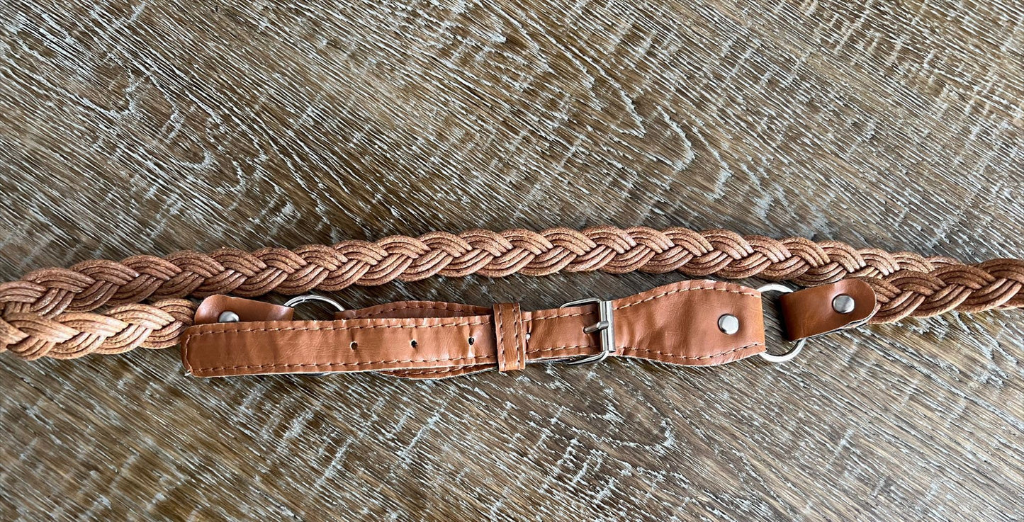 Plaited Tan Faux Leather Belt