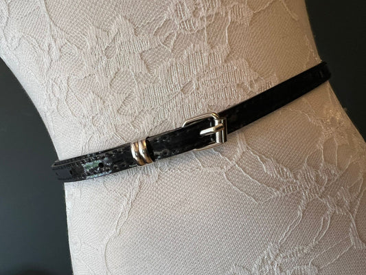 Patent Black Skinny Belt