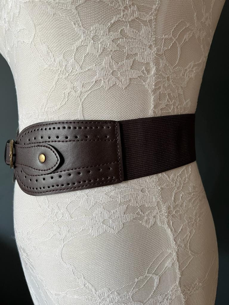 Brown Elasticated Faux Leather Belt