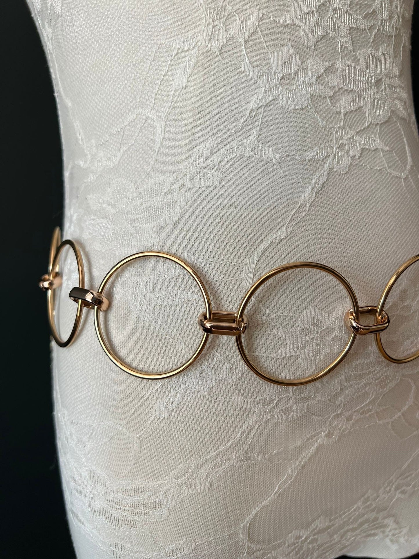 Gold Ring Belt in 3 ring sizes, UK Size 4-32