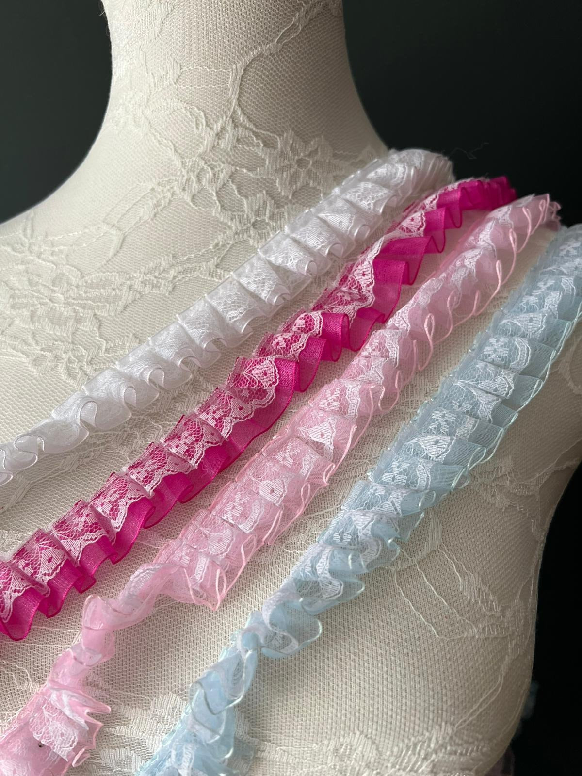 25mm Pleated Organza Lace 4 colours