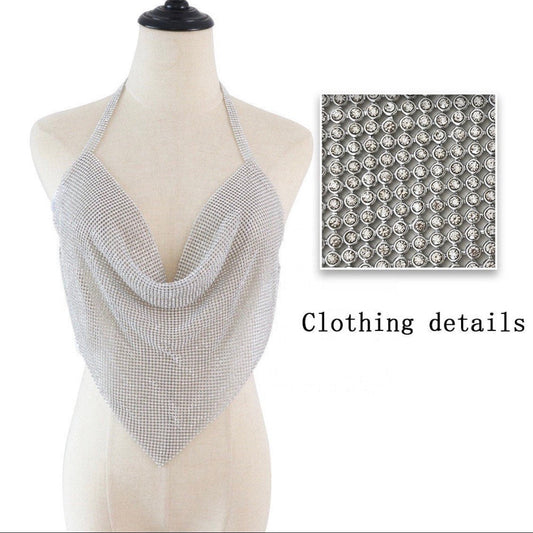 Silver Diamanté Backless Top