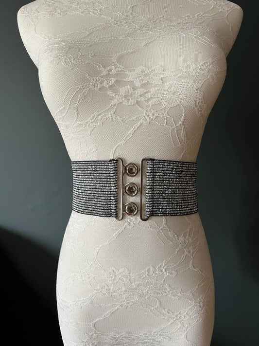 Elastic Silver Lurex Belt 7cm