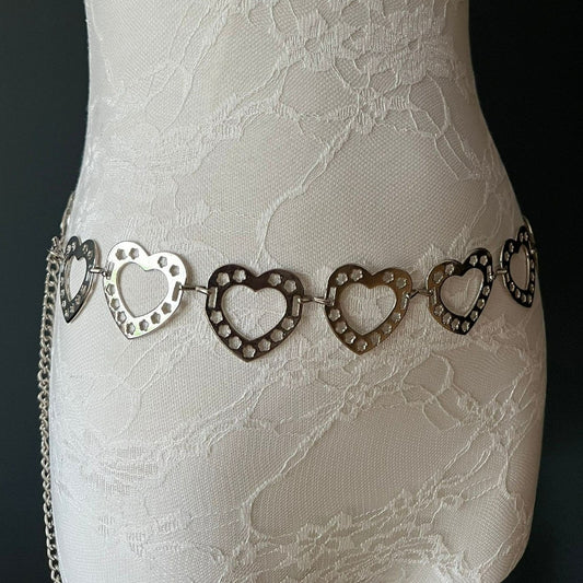 Silver Heart Chain Belt