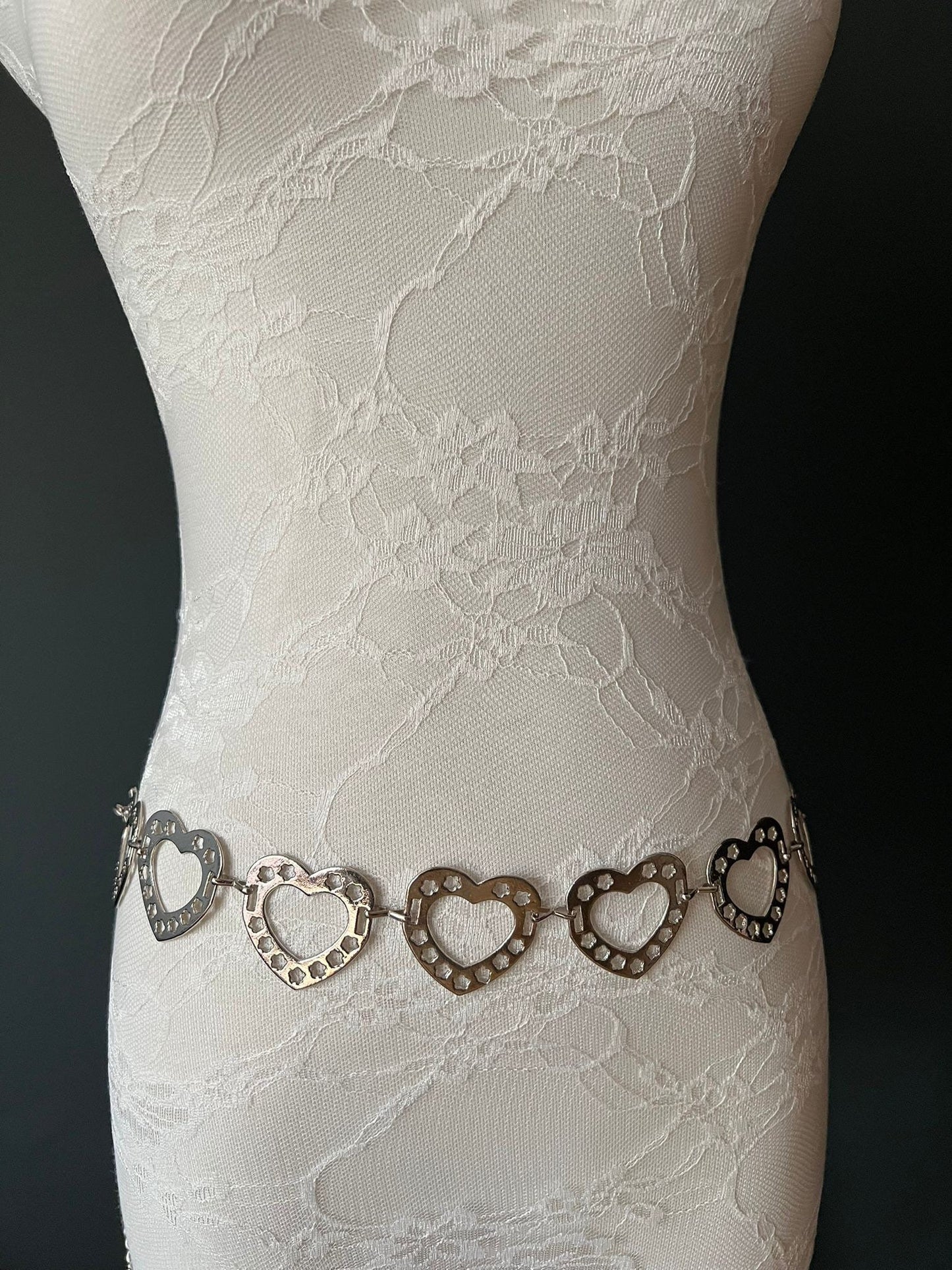 Silver Heart Chain Belt