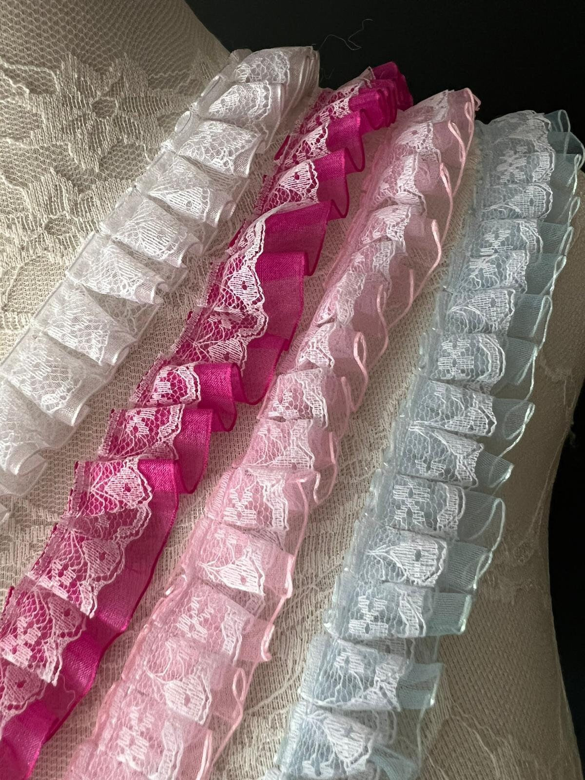 25mm Pleated Organza Lace 4 colours