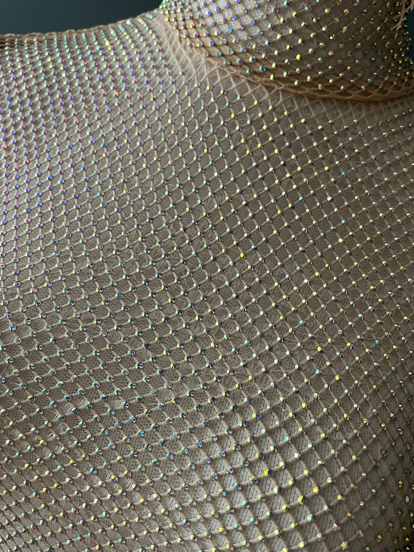 Fishnet Diamanté Top Gold