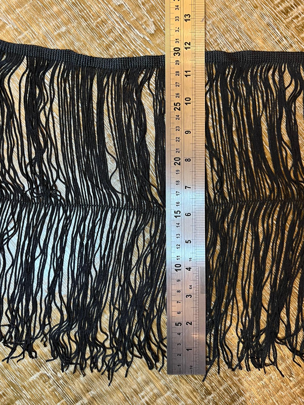 Fringe Trimming, 30cm Wide (12” Wide) Black Fringe